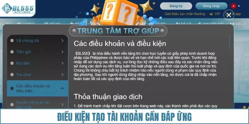 Điều kiện đăng ký BL555 khách hàng cần đáp ứng